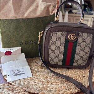 Gucci Ophidia Bag with Brown and Green Accents NWT